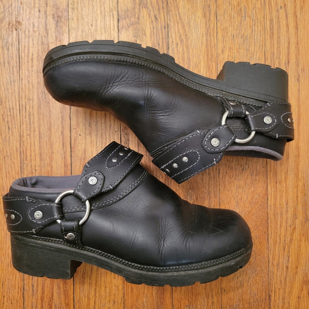 Harley Davidson 7 Trixie Clogs Black Leather Studded Harness O Ring 83523 Moto